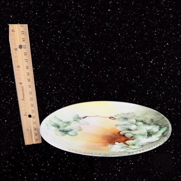 J P L France Limoges Hand Painted Plate Dish Beaded Edges JPL Signed E Carlson - Picture 4 of 10